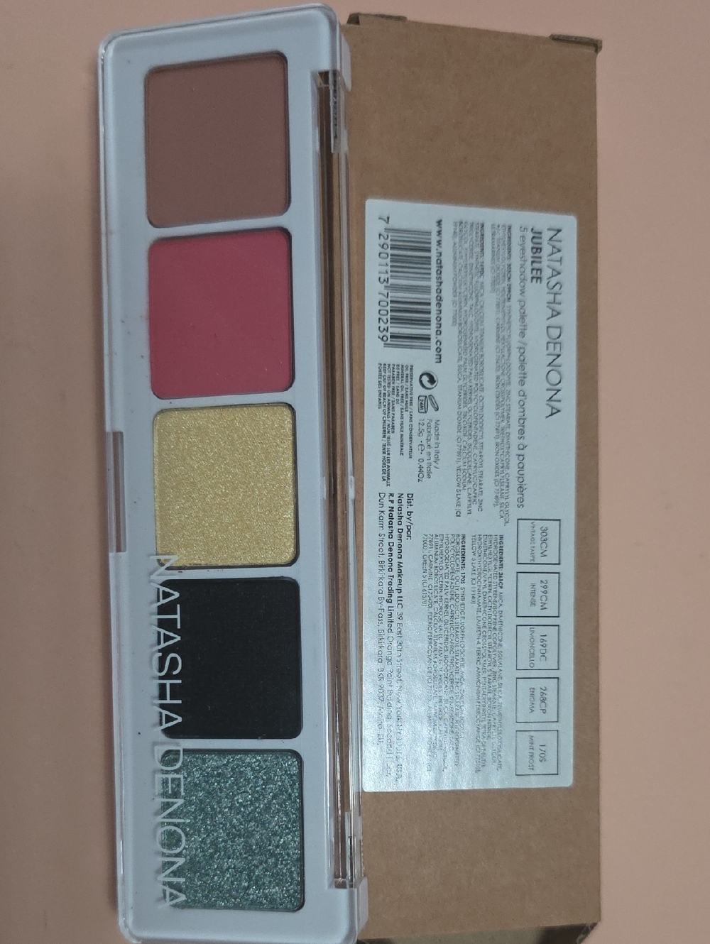 Natasha Denona 5-Pan Palette — Brown, Pink, Gold, Black, Green